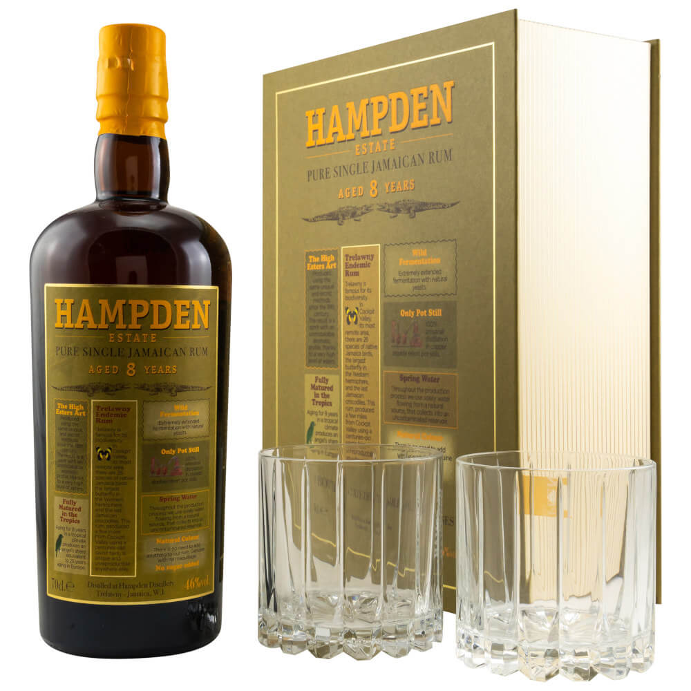 Hampden Estate Geschenkbox Rum mit 2 Gläsern