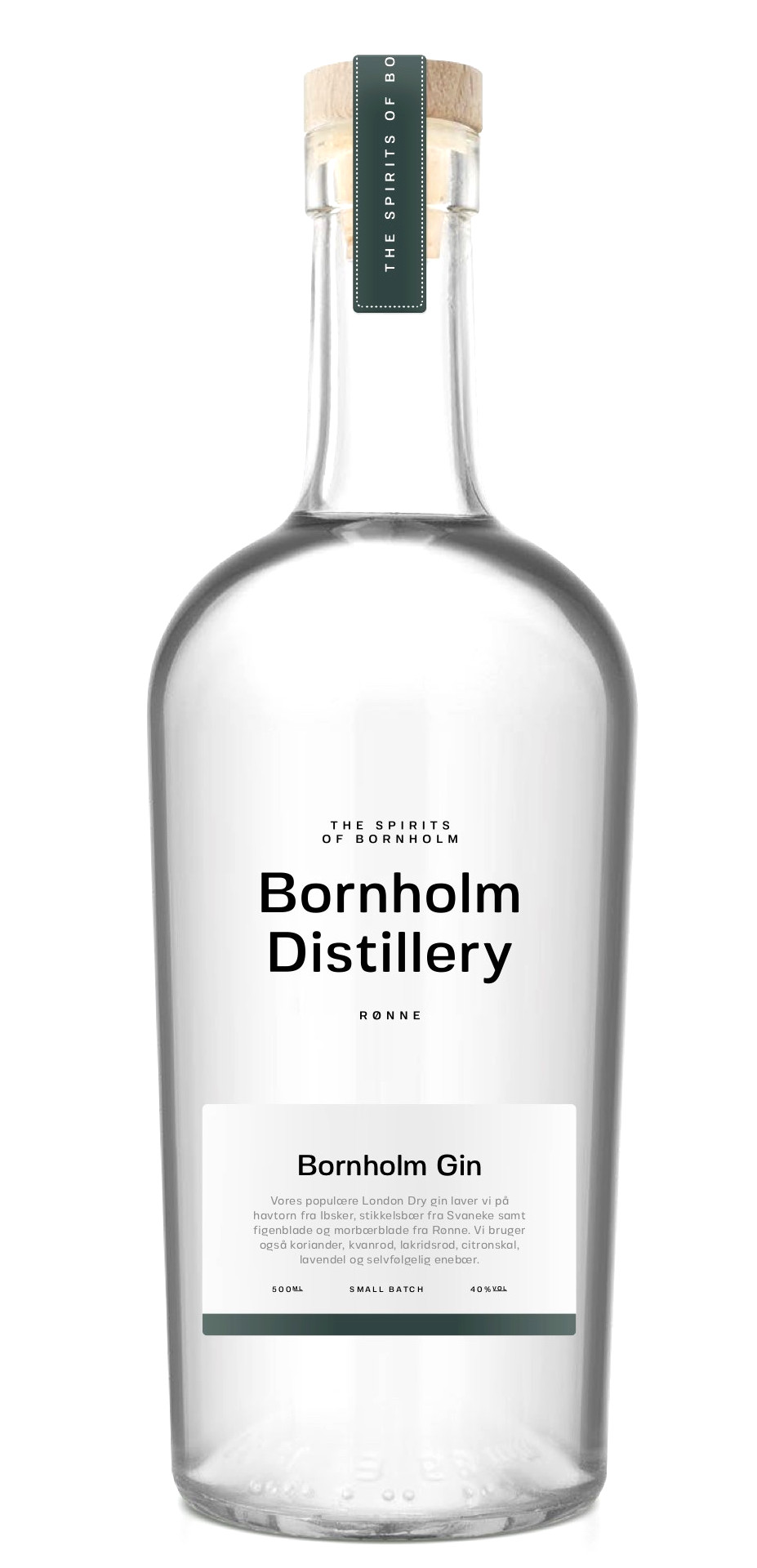 durchsichtige Flasche Bornholm Gin