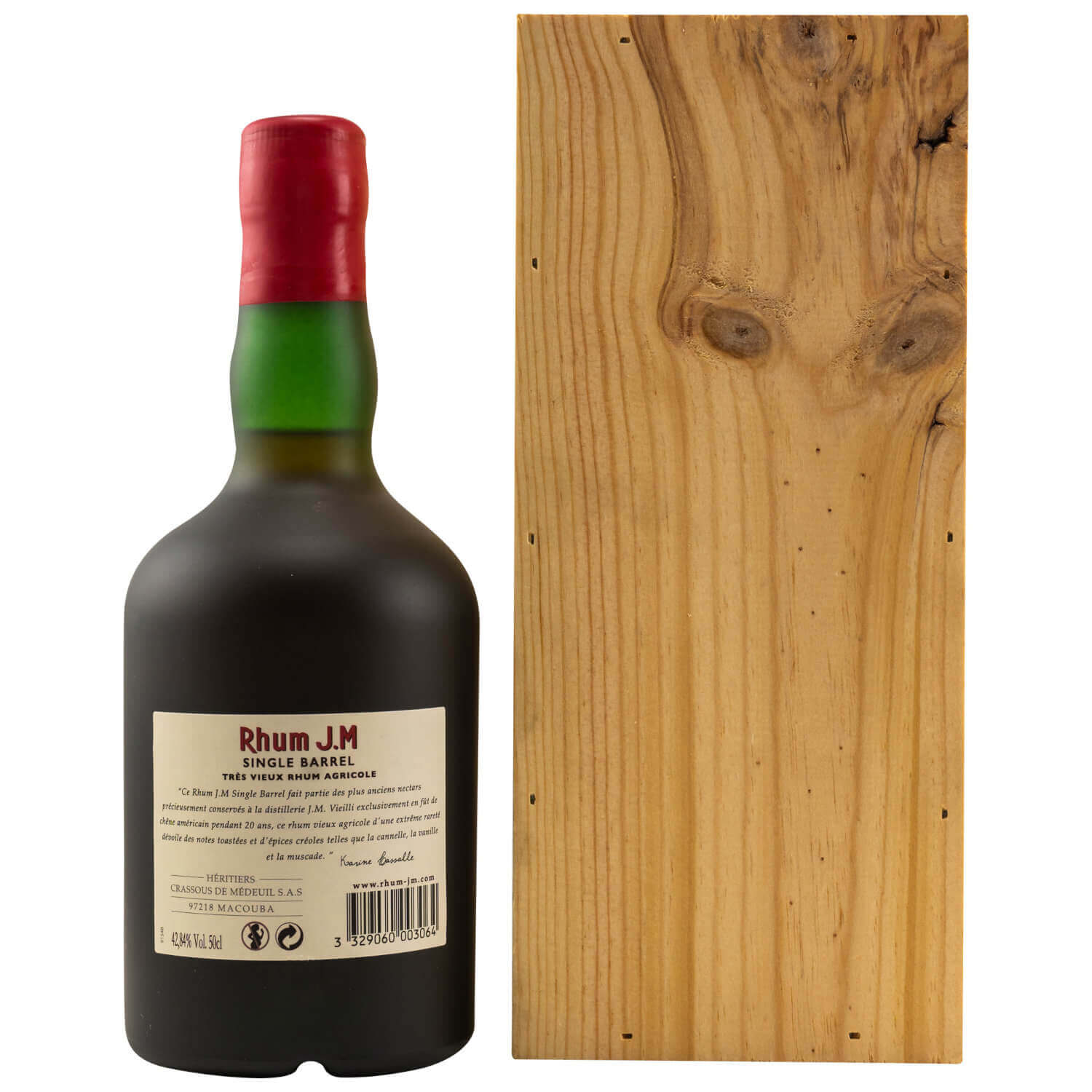 Rhum JM Millesime 1999 mit Holzbox Rückseite