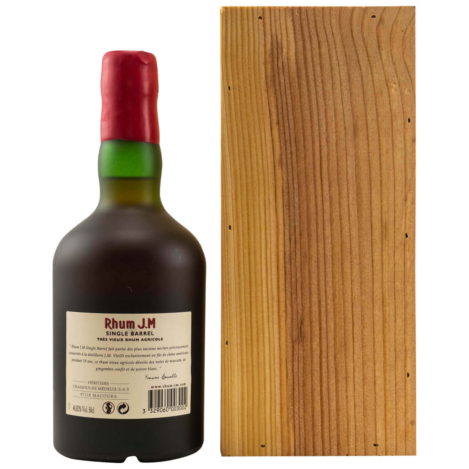 Rhum JM Millesime 2000 mit Holzbox Rückseite