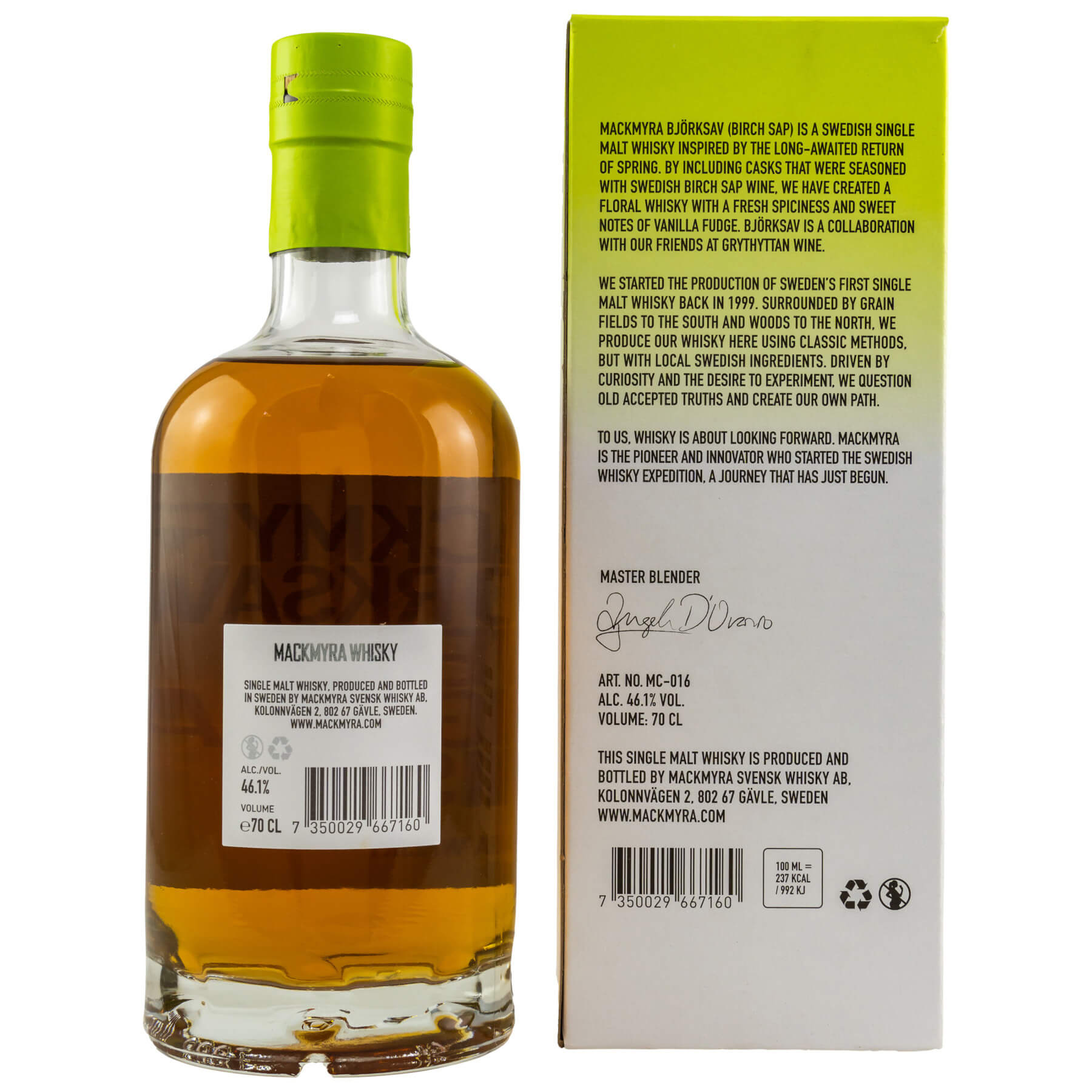 Flasche Mackmyra Björksav Whisky mit Verpackung