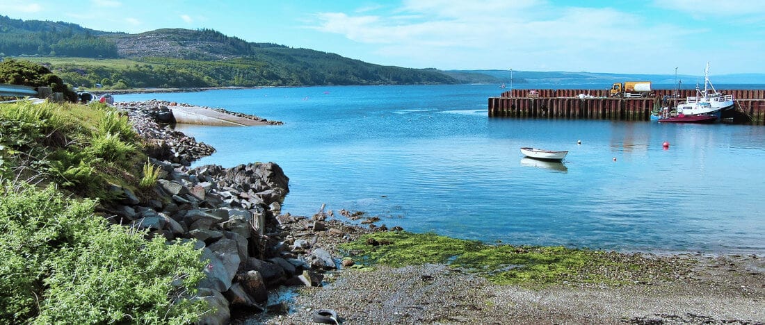 Blick auf die Bucht Blick auf die Bucht bei Campbeltown in Schottland