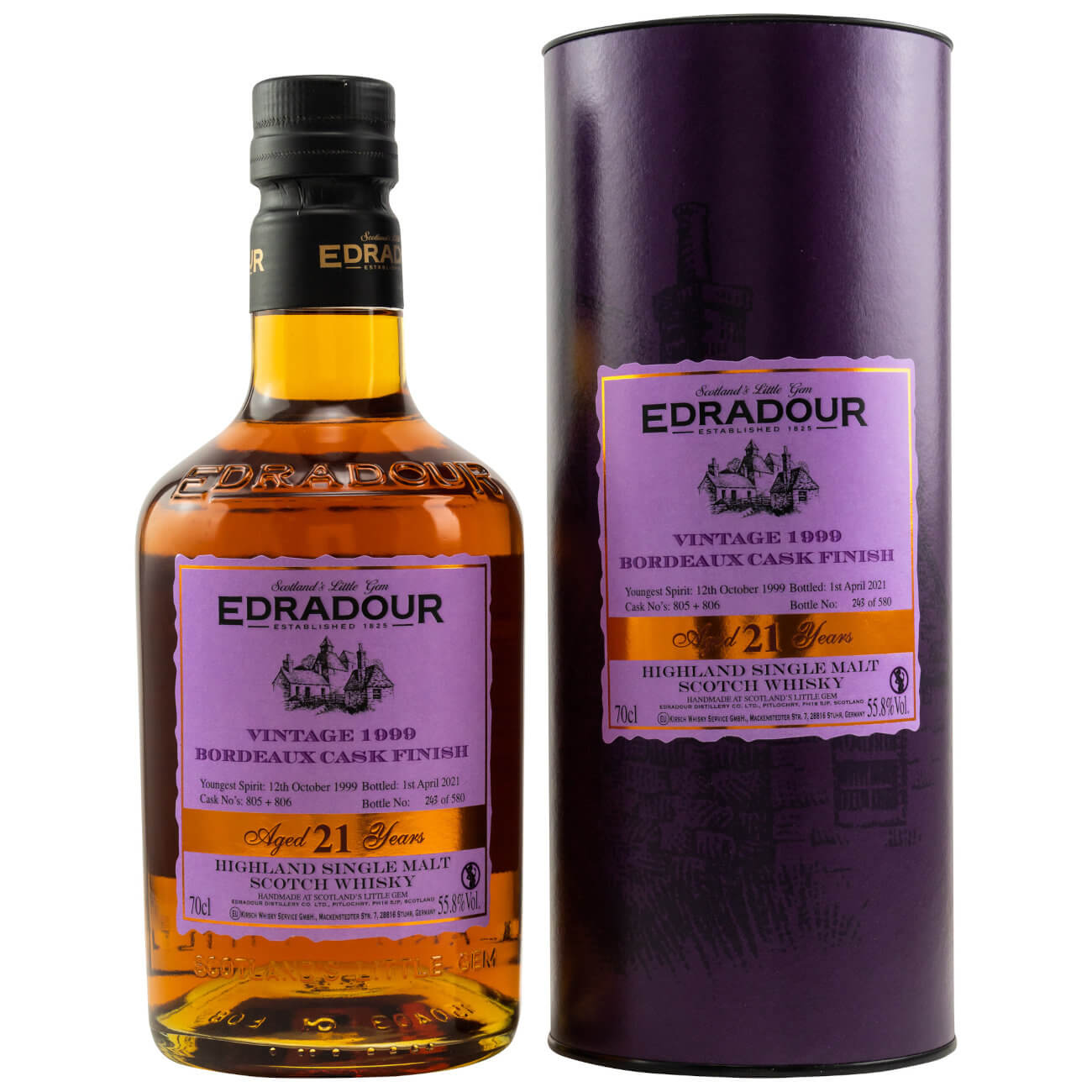 Edradour 21 Jahre Bordeaux Cask Finish Highland Whisky