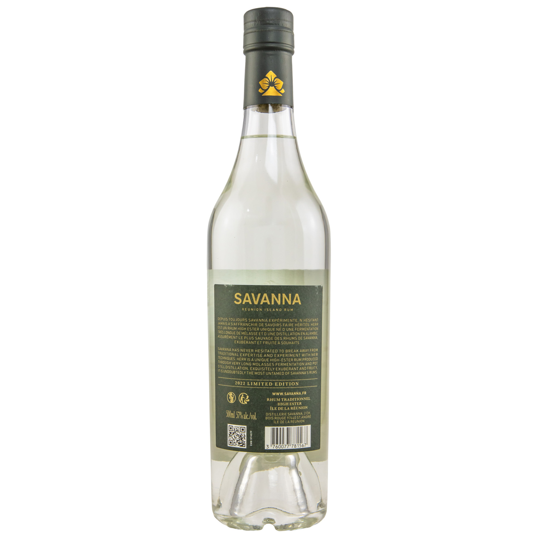 Flasche Savannan Herr 57 Rhum Rückseite