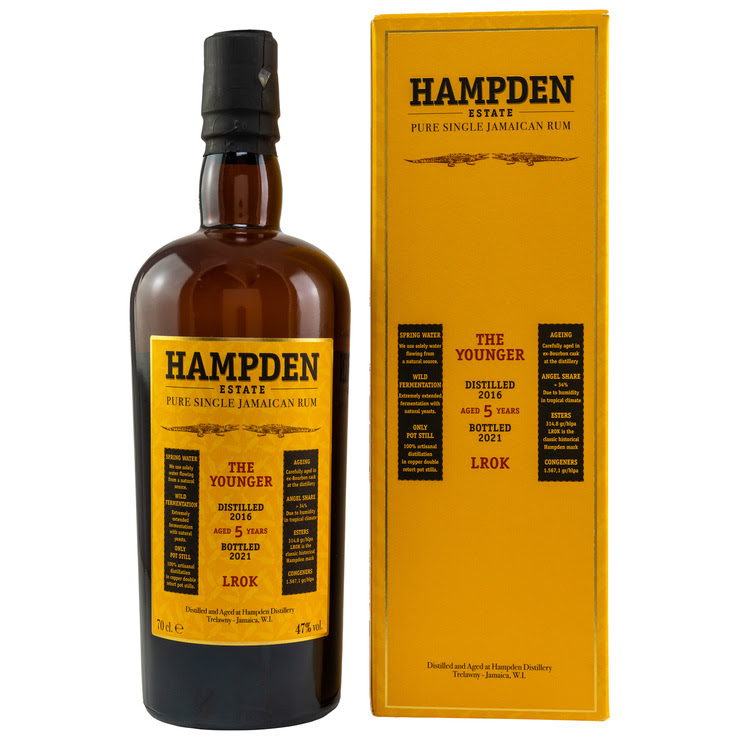 Flasche Hampden 2010 LROK The Younger mit Verpackung