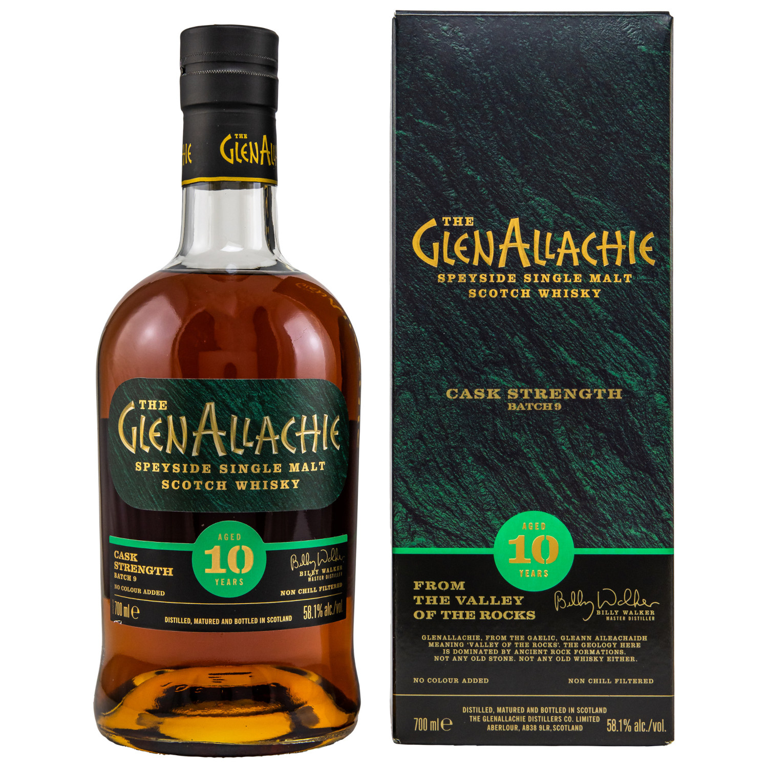 Flasche und Verpackung GlenAllachie Cask Strength Rückseite