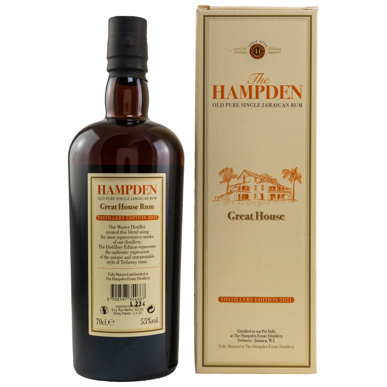 Flasche mit Verpackung Hampden Great House 2021 Rum