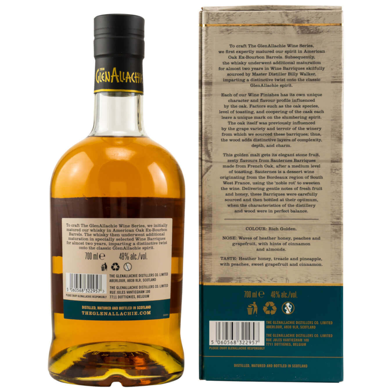 GlenAllachie 12 Sauternes Whisky mit Verpackung Rückseite