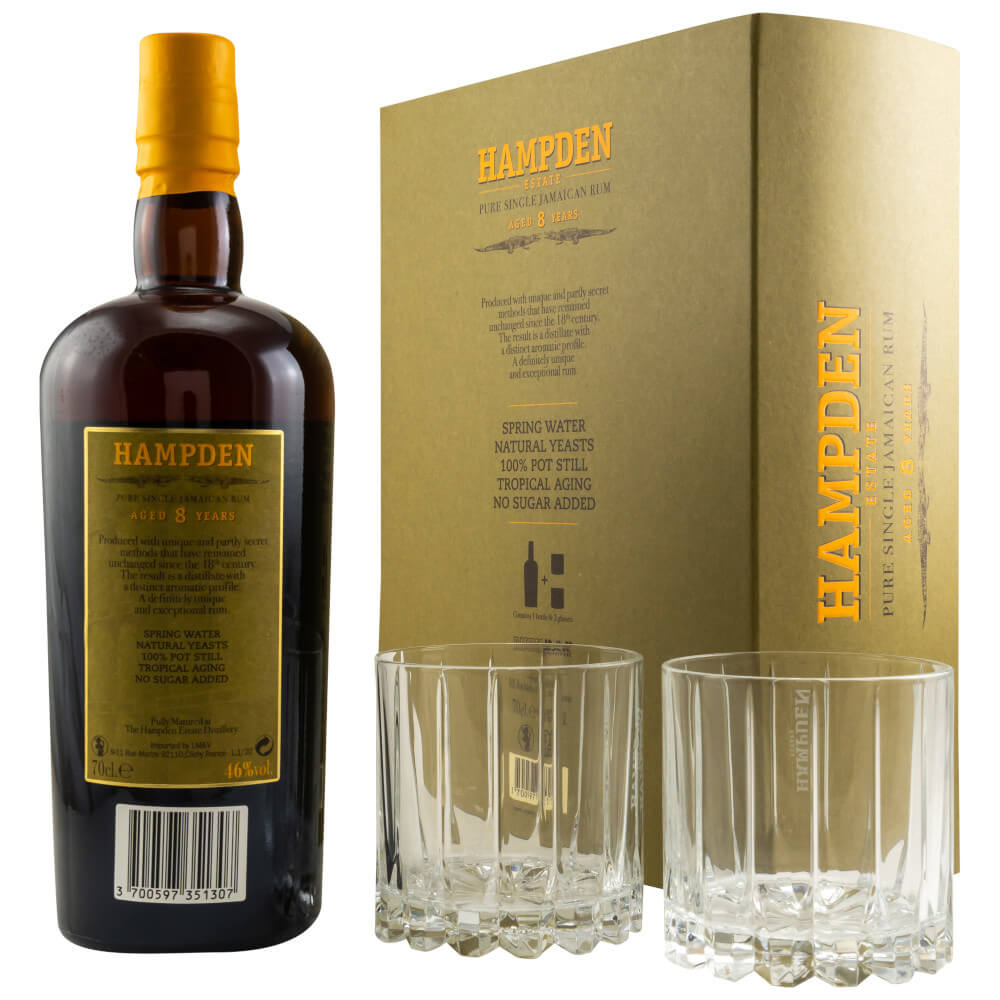 Hampden Estate Geschenkbox Rum mit 2 Gläsern