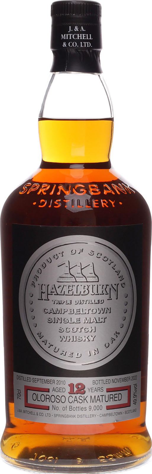 Flasche Hazelburg 10 Jahre Oloroso Cask Whisky