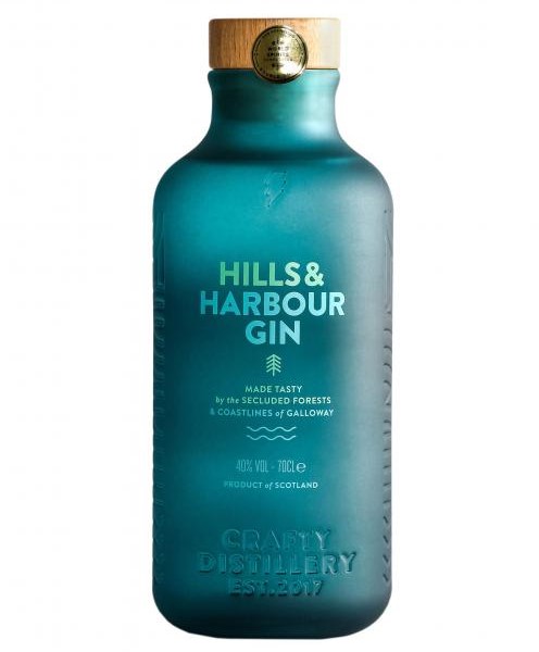 grüne Flasche Hills und Harbour Gin