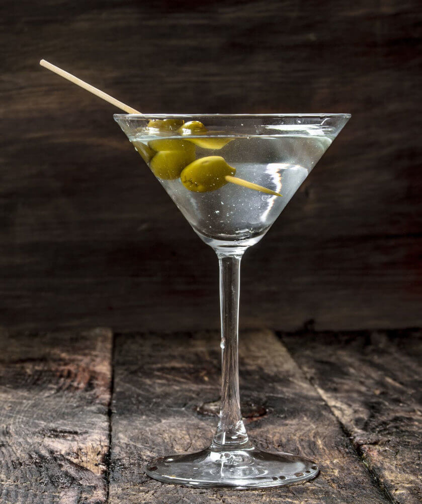 Rezept für ein Dry Martini Kelchglas mit Dry Martini Cocktail
