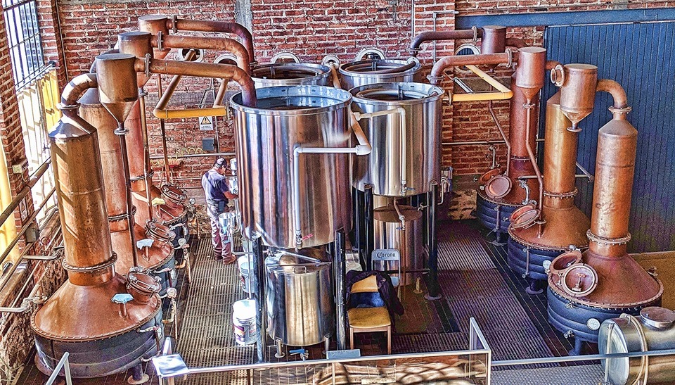 Brennblasen der G4 Tequila Distillery