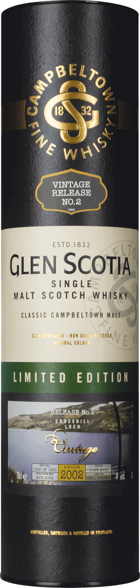 grüne Verpackung Glen Scotia Vintage 2002 Crosshill Loch Whisky
