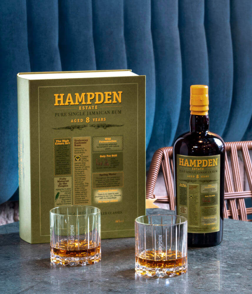 Hampden Rum 8 Jahre Geschenkbox mit 2 Gläsern