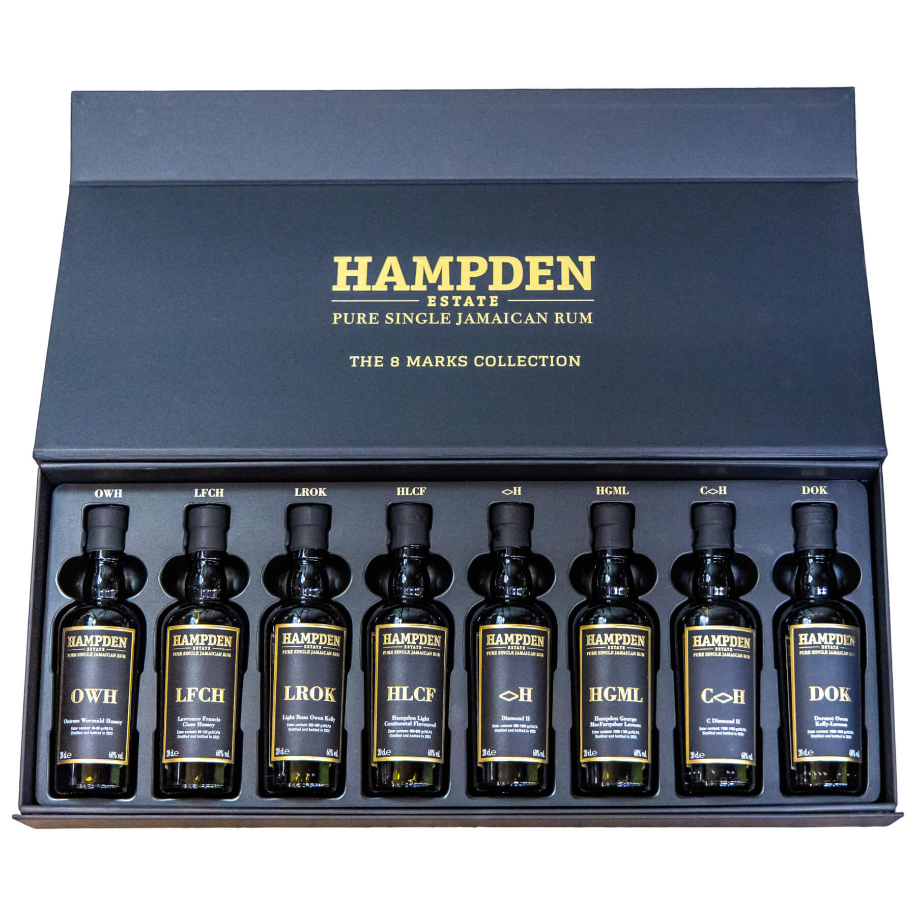 8 kleine Sample Flaschen Hampden Rum