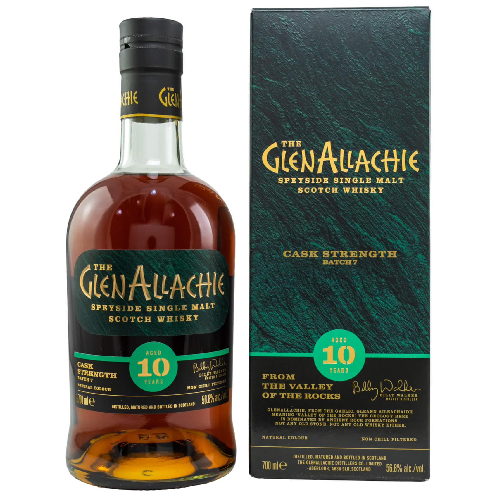 Flasche Glen Allachie 10 Cask Strength Whisky mit Verpackung