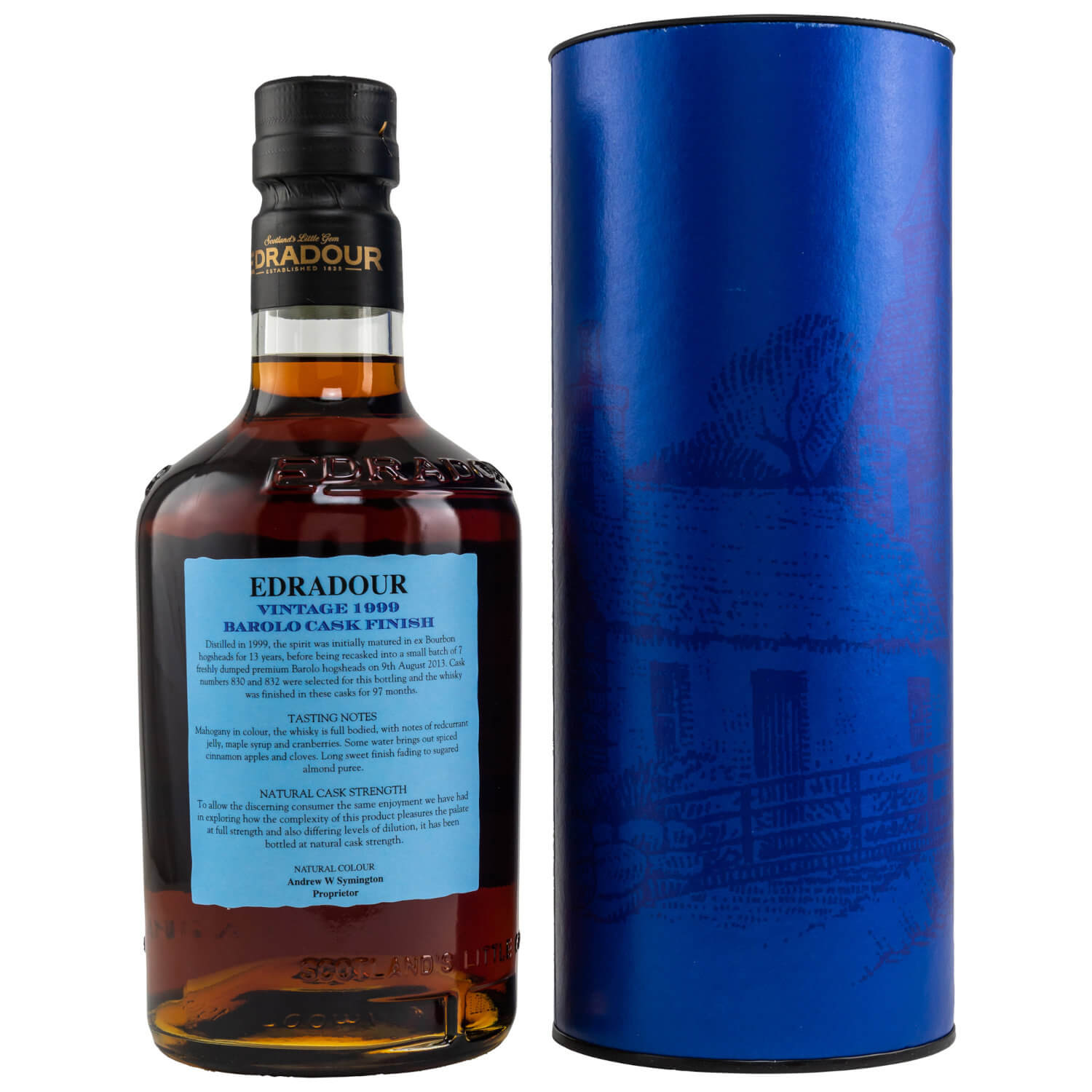 Flasche Edradour Barolo Cask 21 Jahre Whisky mit Verpackung