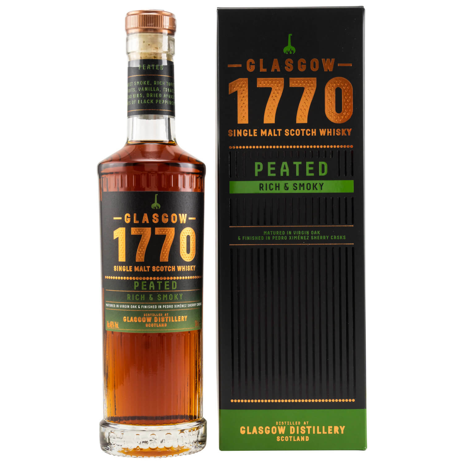 Flasche und Verpackung 1770 Peated Rich & Smoky