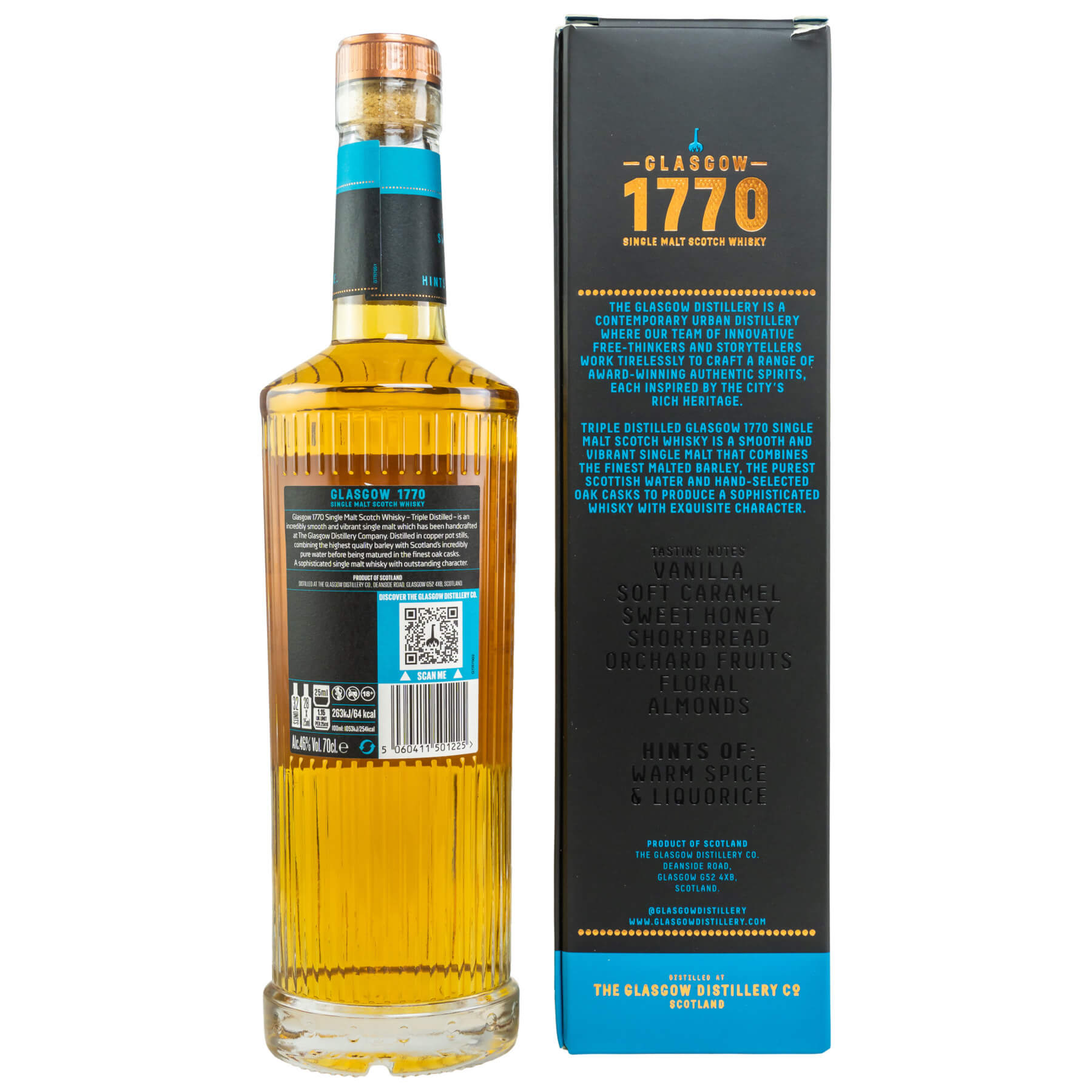 Flasche und Verpackung 1770 Triple Distilled Whisky