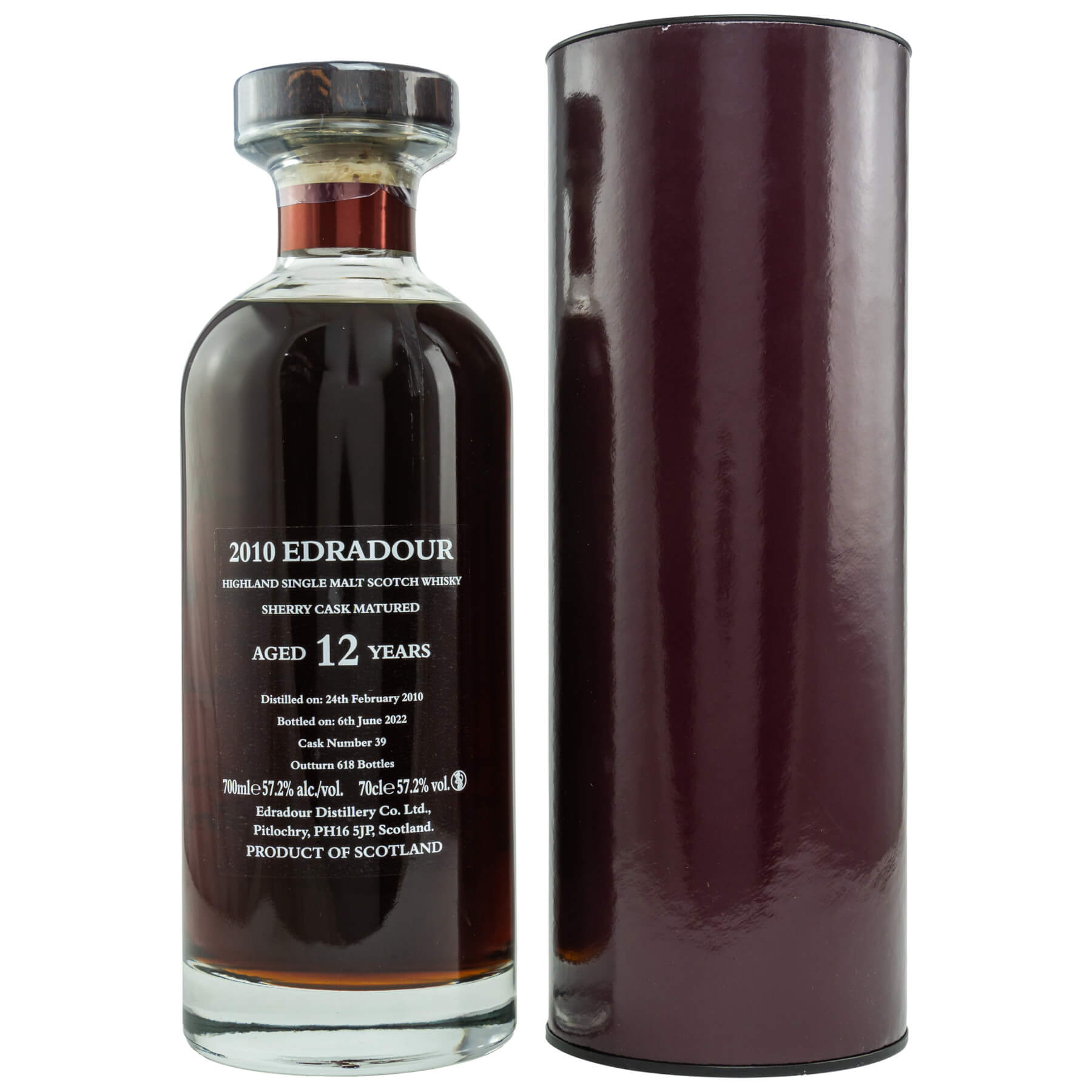 Decanterflasche und Tube Edradour 12 Jahre 2010/2022 Whisky