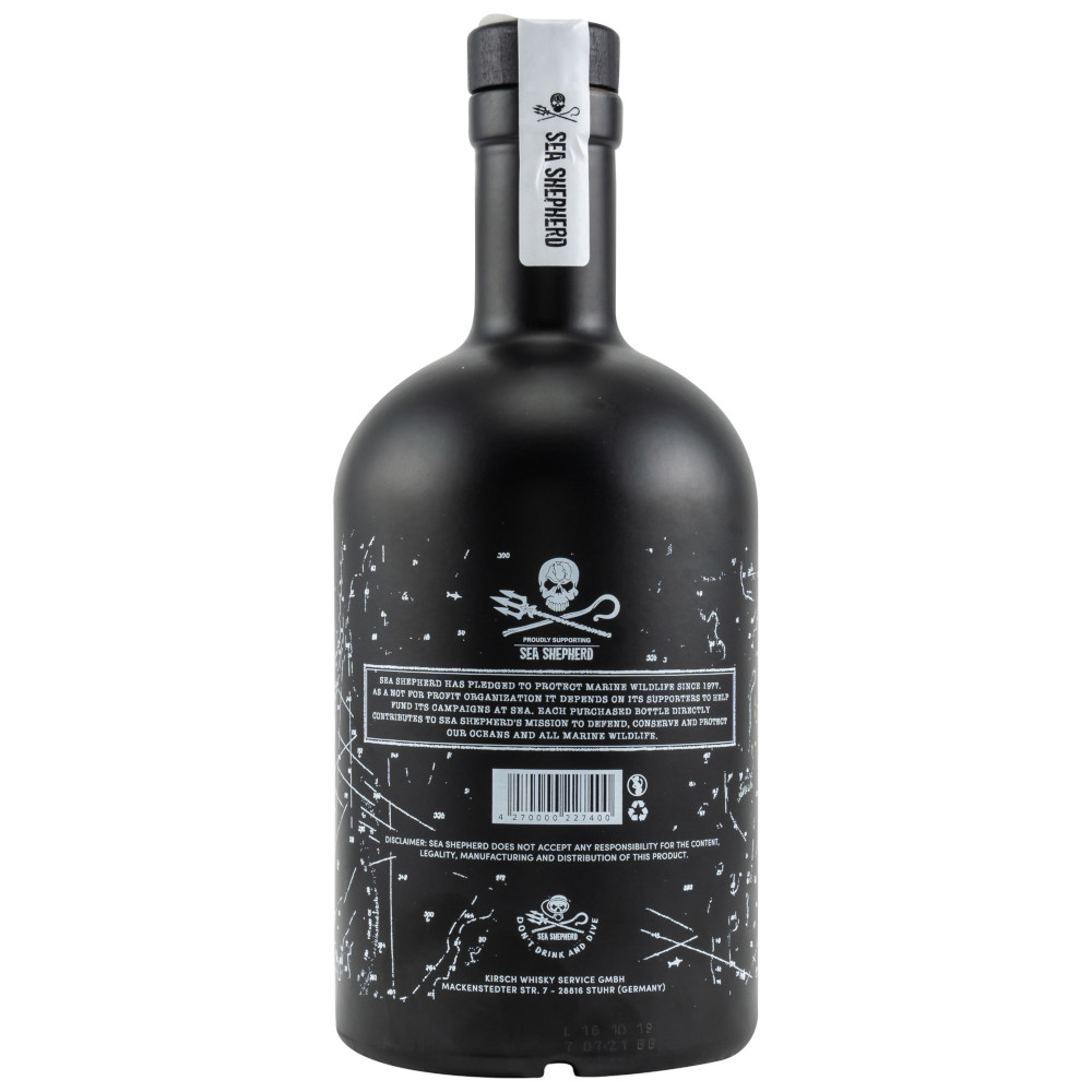 schwarze Flasche Sea Shepherd Islay Whisky 