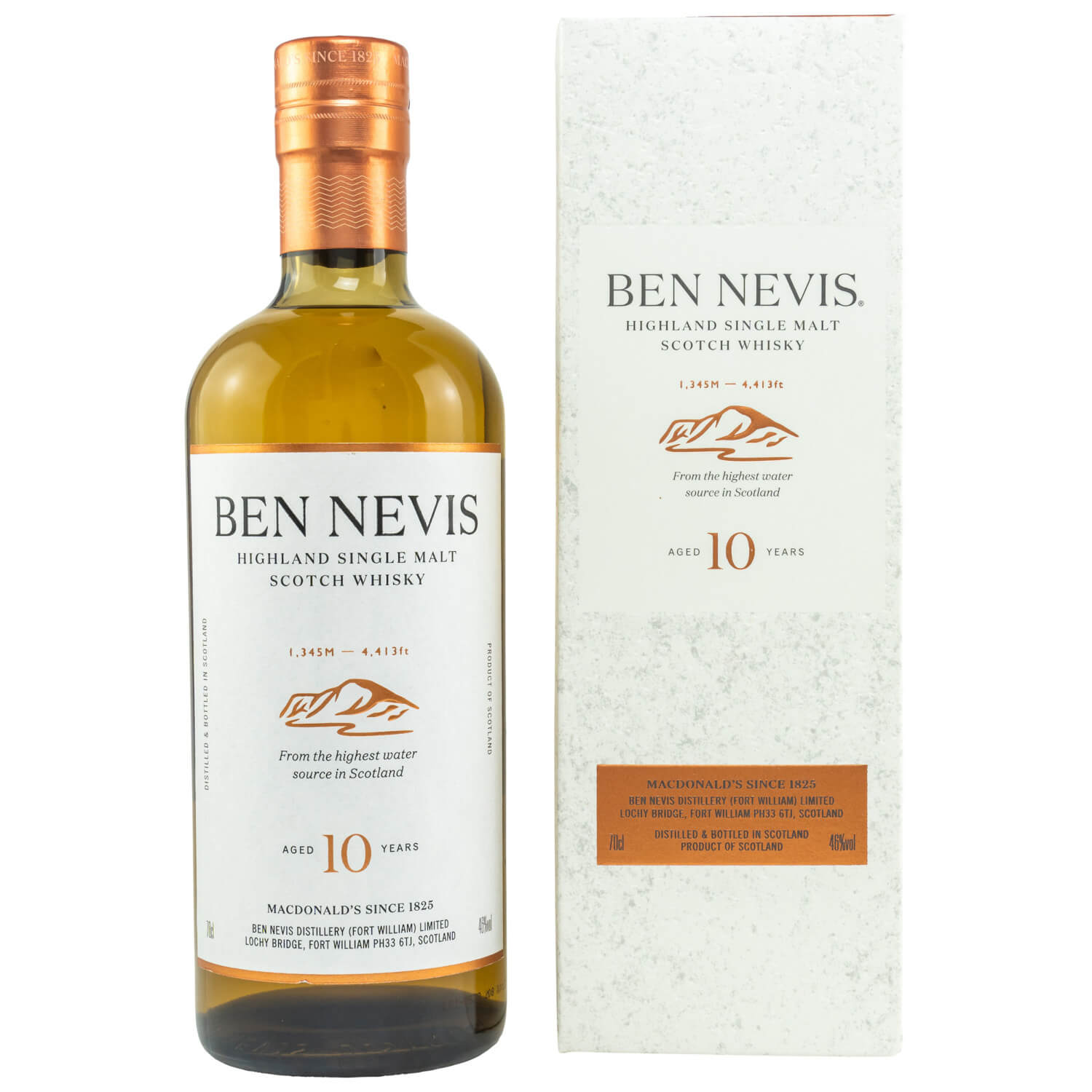 Flasche Ben Nevis 10 Jahre Whisky mit Verpackung 