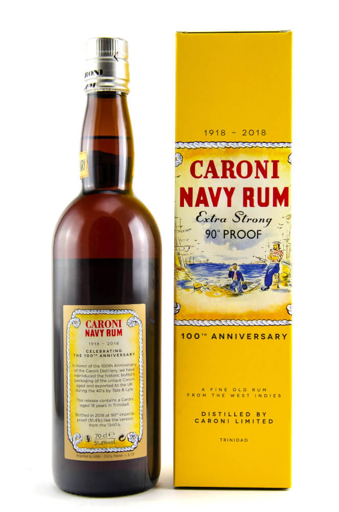 Caroni Rum 18 Jahre mit gelber Geschenkverpackung