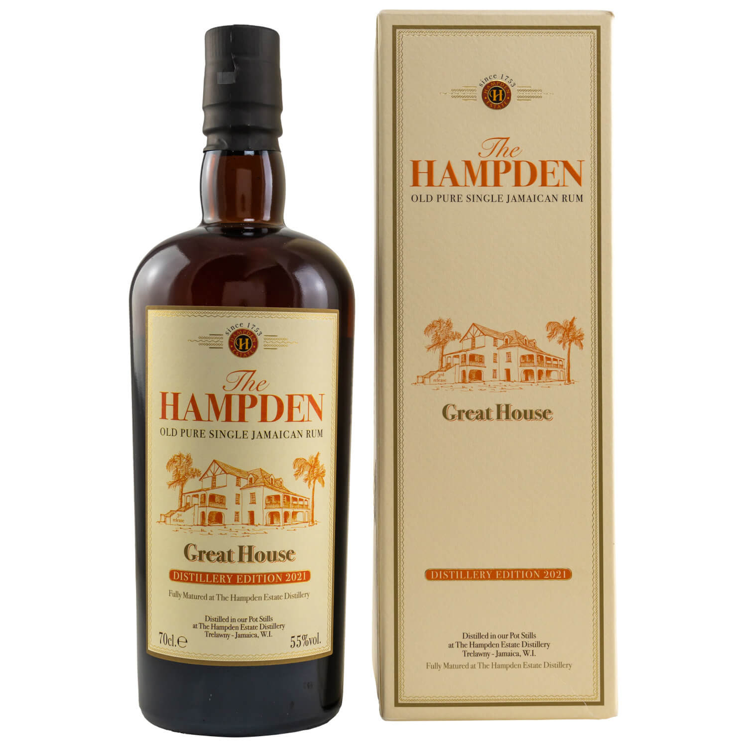 Flasche mit Verpackung Hampden Great House 2021 Rum