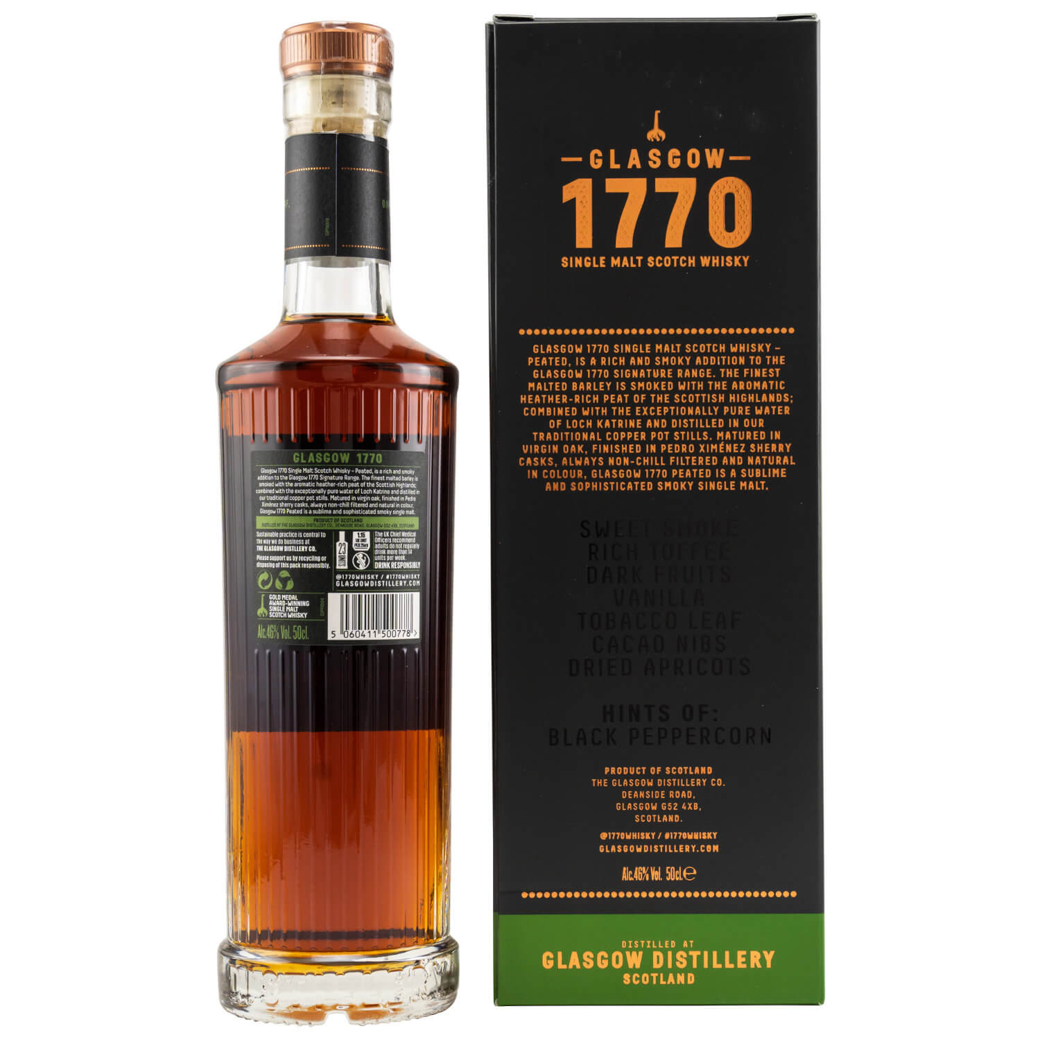 Flasche und Verpackung 1770 Peated Rich & Smoky