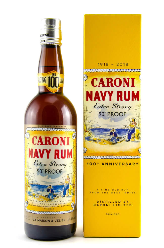 Caroni Rum 18 Jahre mit gelber Geschenkverpackung