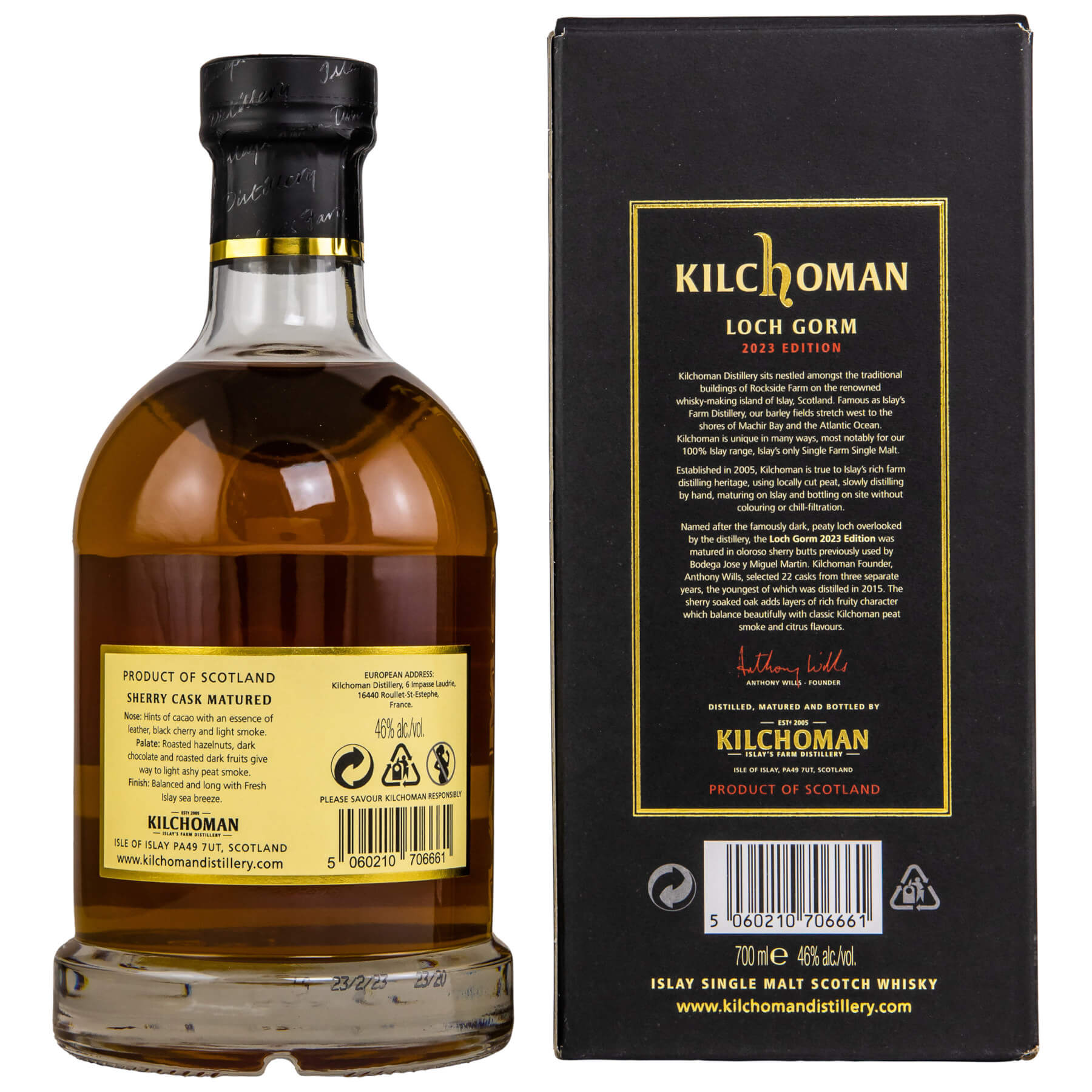 Rückseite Kilchoman Loch Gorm 2023 mit Verpackung